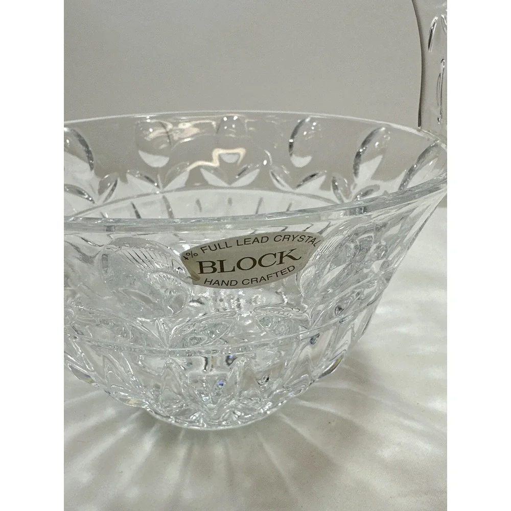 Block Crystal Cut Lead Handled‎ Small Decorative Basket